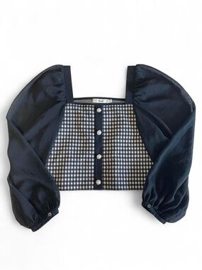 b+ab Houndstooth Too with Black Puff Sleeves